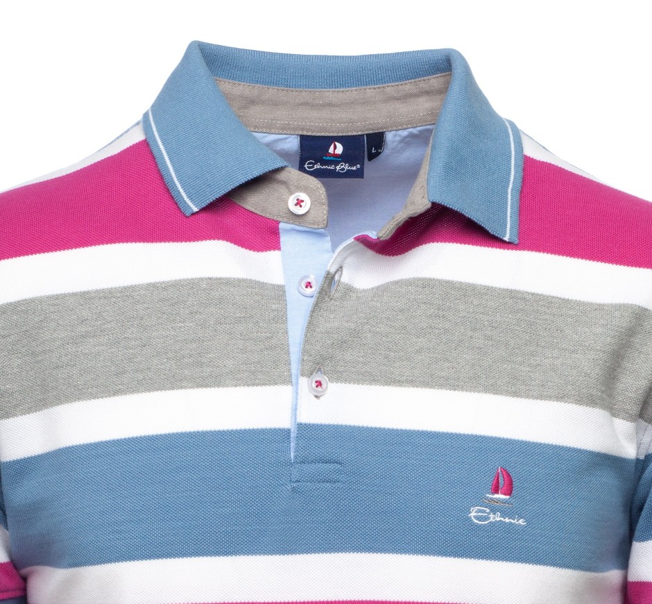 Striped Multicolor Polo - Summer Comfort in Cotton and Polyester