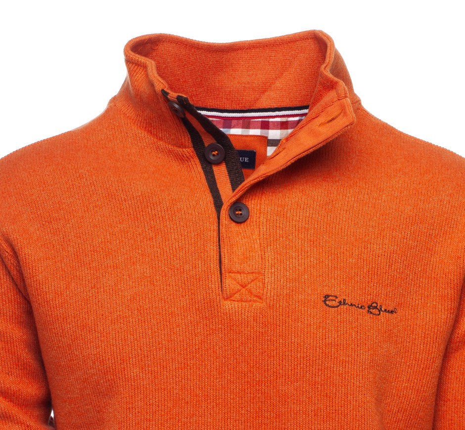 Men's Signature Buttoned Sweatshirt - Premium Knit | Ethnic Blue