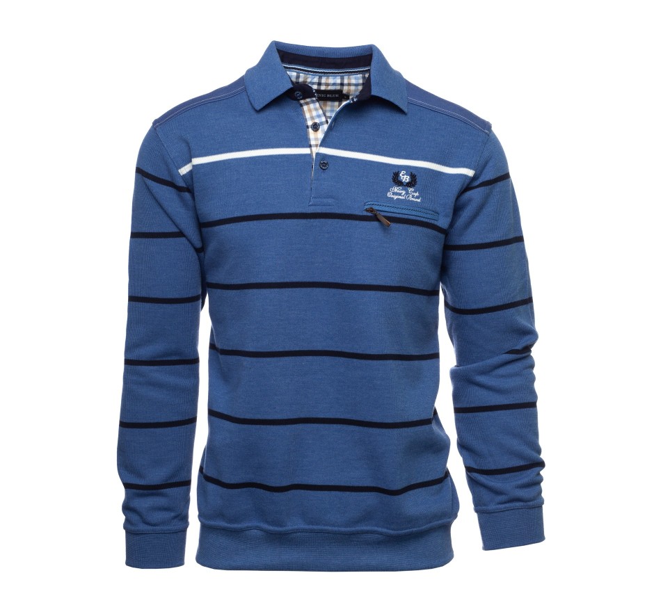 Men's Timeless Striped Polo - Exclusive Soft Knit | Ethnic Blue