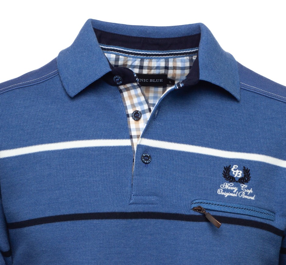 Men's Timeless Striped Polo - Exclusive Soft Knit | Ethnic Blue