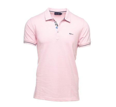 Polo homme en maille piquée col fantaisie