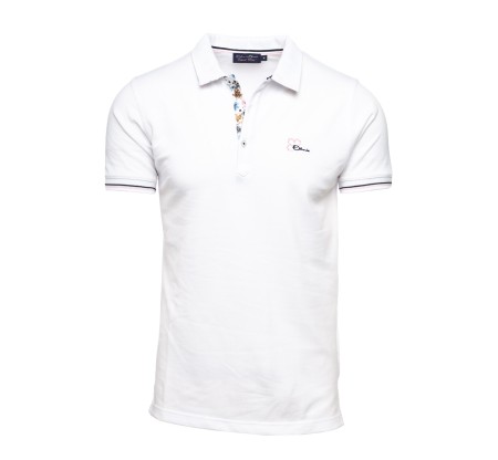 Men’s piqué knit polo with floral placket