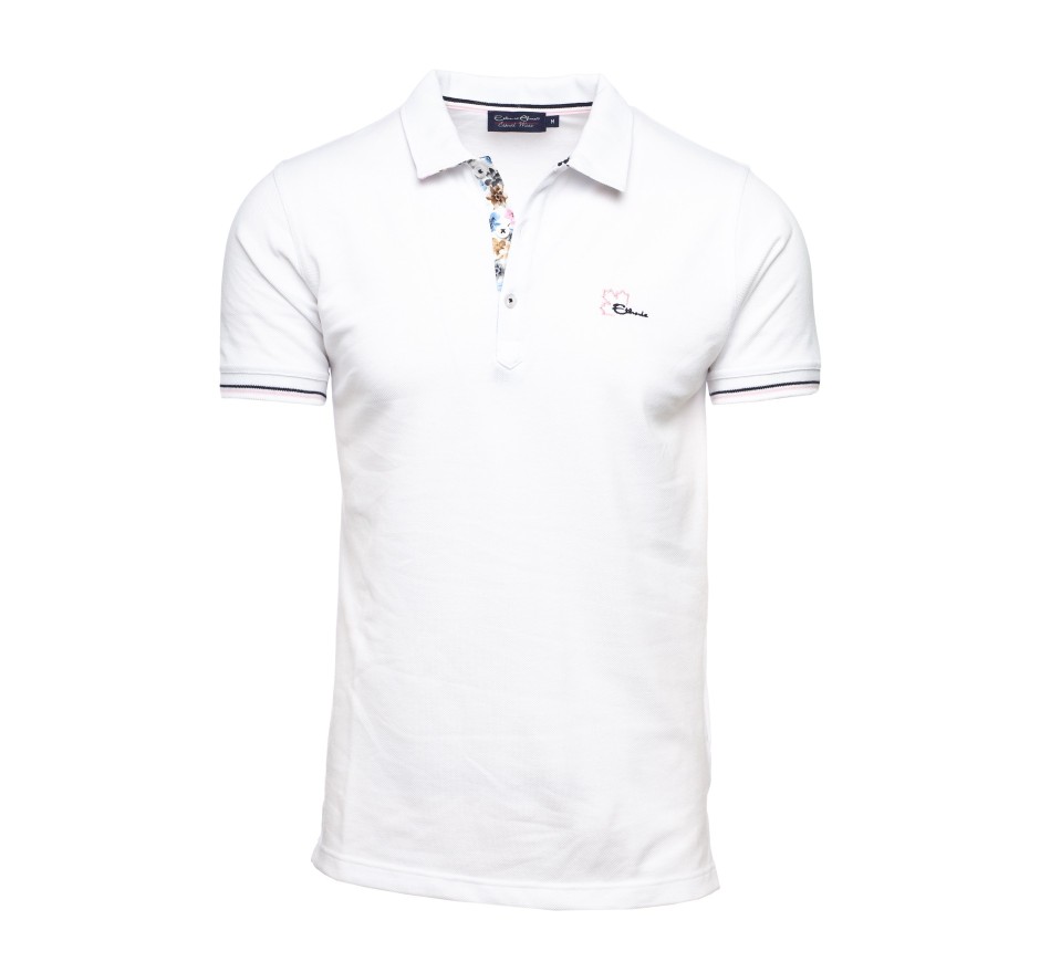 Men’s piqué knit polo with floral placket