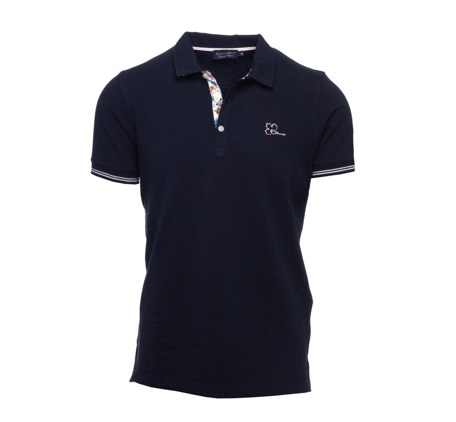 Polo homme en maille piquée col fantaisie