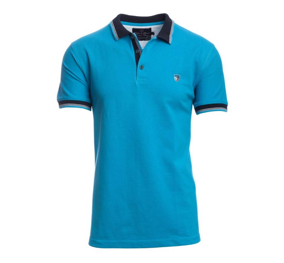 Polo homme maille piquée – Col contrasté – Jaune, Rouge ou Bleu – Fabriqué au Portugal