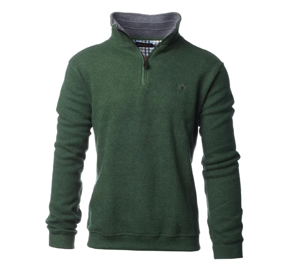 Sweat col zip uni VERT SAPIN