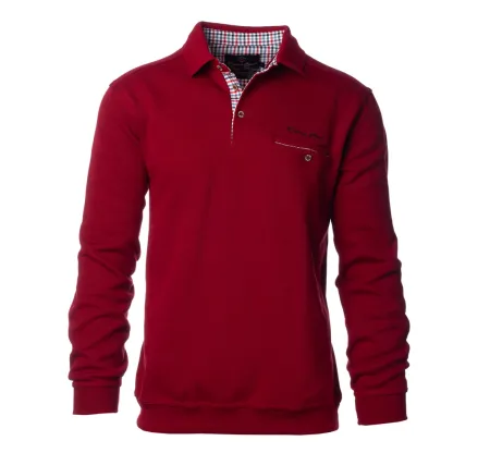 Polo manches longues POCHE classique uni ROUGE