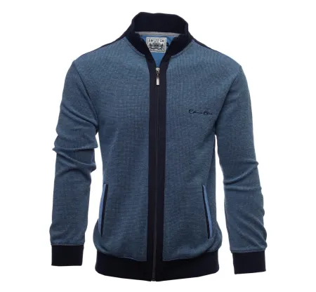 Veste maille fantaisie Bleue Denim - Fabriquée au Portugal