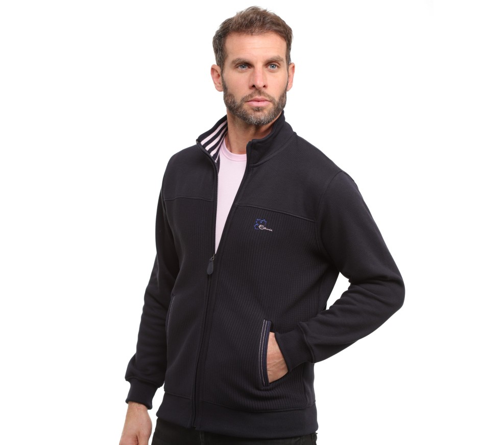 Men’s bi-material jacket with 2 pockets – plus sizes