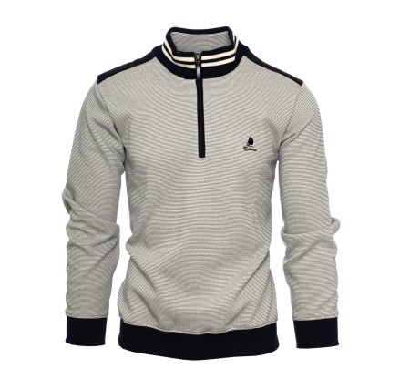 Men’s Zipped Fine Stripe Polo – Made in Portugal