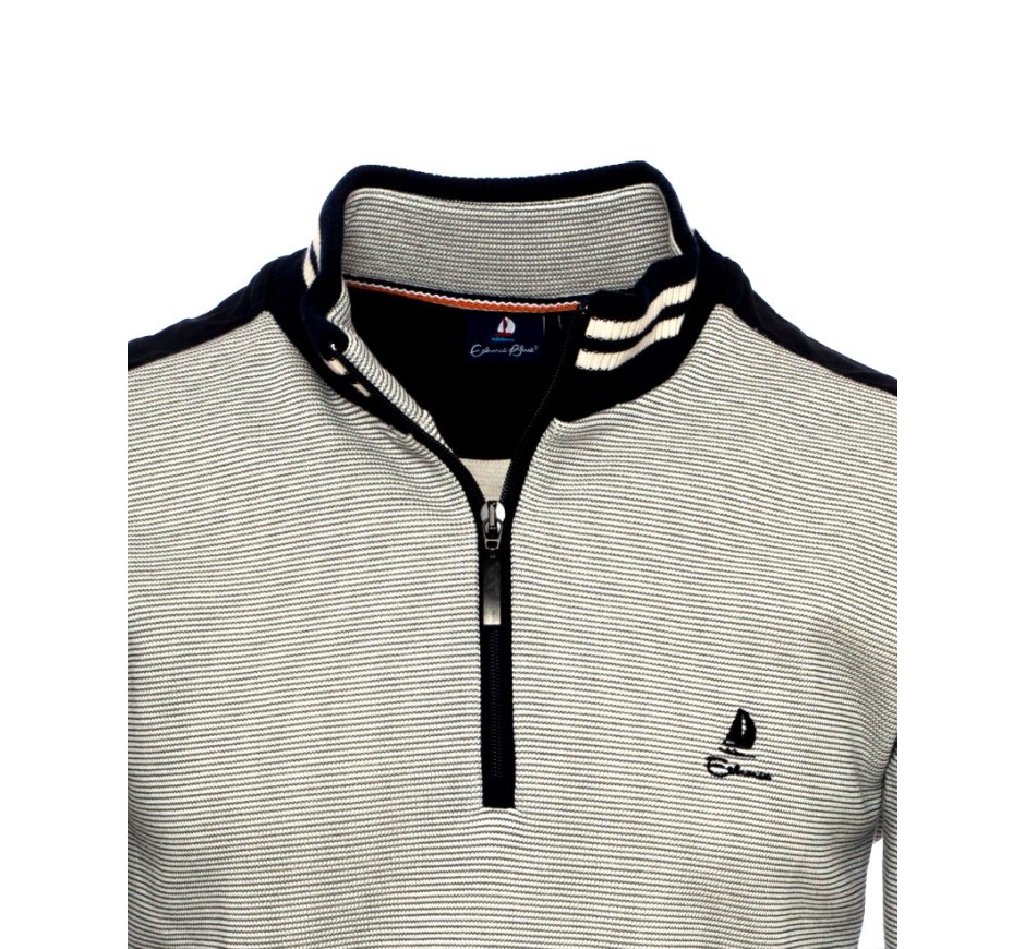 Men’s Zipped Fine Stripe Polo – Made in Portugal