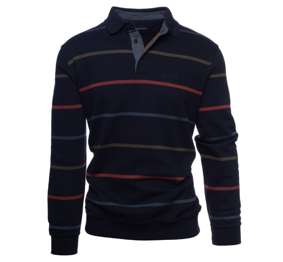Men’s striped polo in soft brushed knit – Made in Portugal