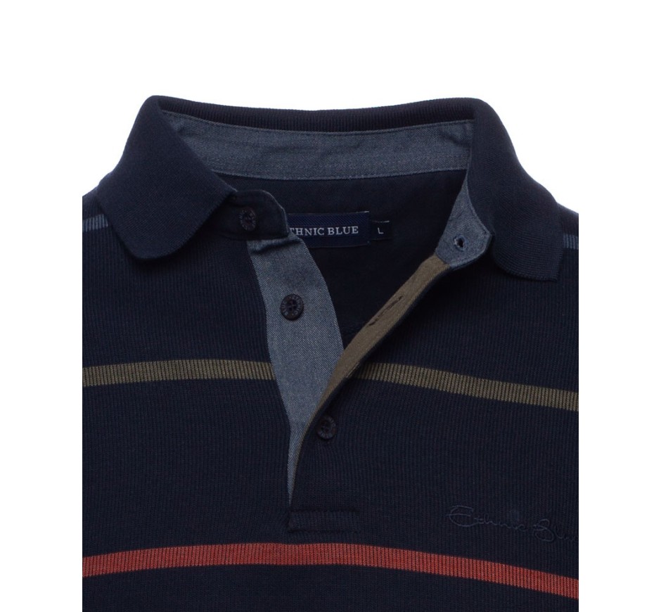 Men’s striped polo in soft brushed knit – Made in Portugal