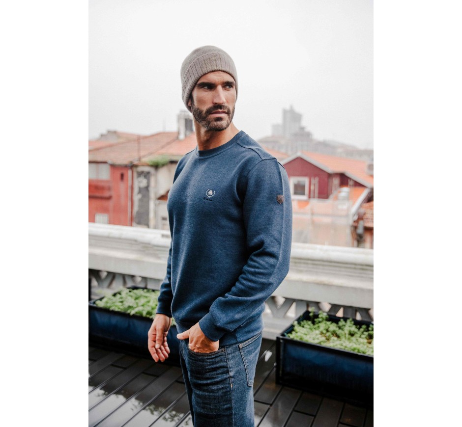 Sweat-shirt Col Rond Homme - Fabriqué au Portugal | Ethnic Blue