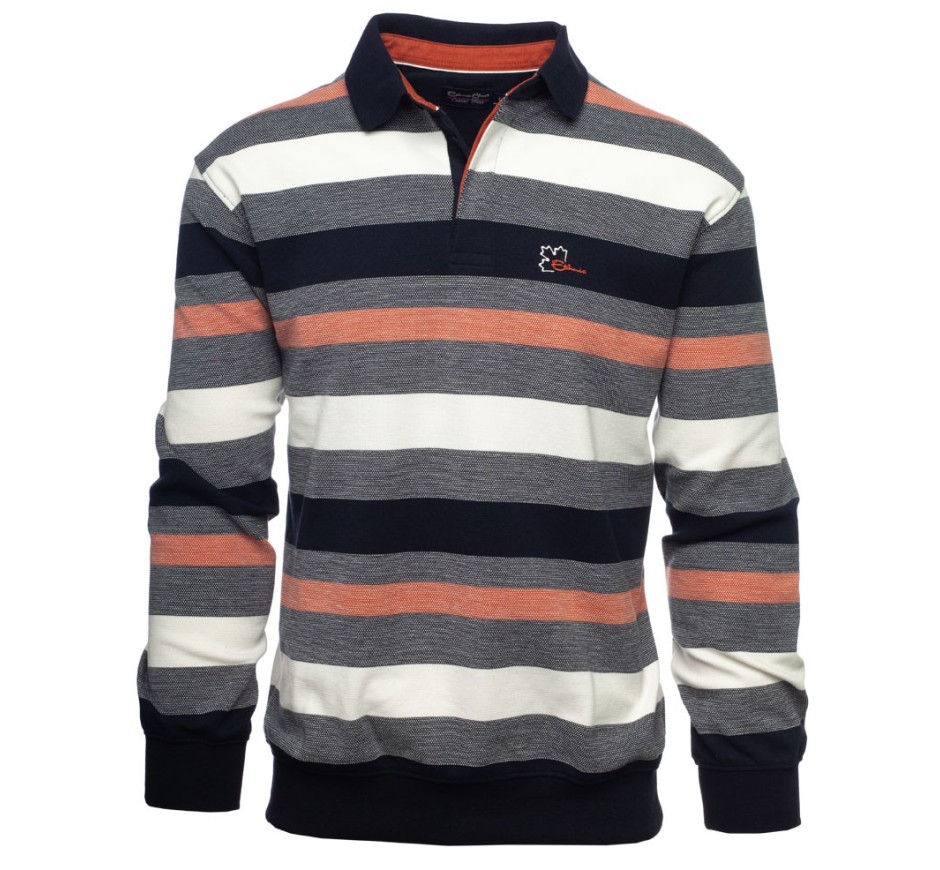 Polo rayé marine / orange