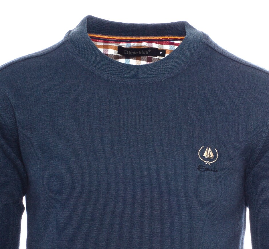 Sweat-shirt Col Rond Homme - Fabriqué au Portugal | Ethnic Blue