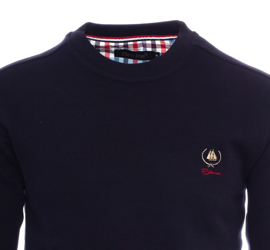Sweat-shirt Col Rond Homme - Fabriqué au Portugal | Ethnic Blue