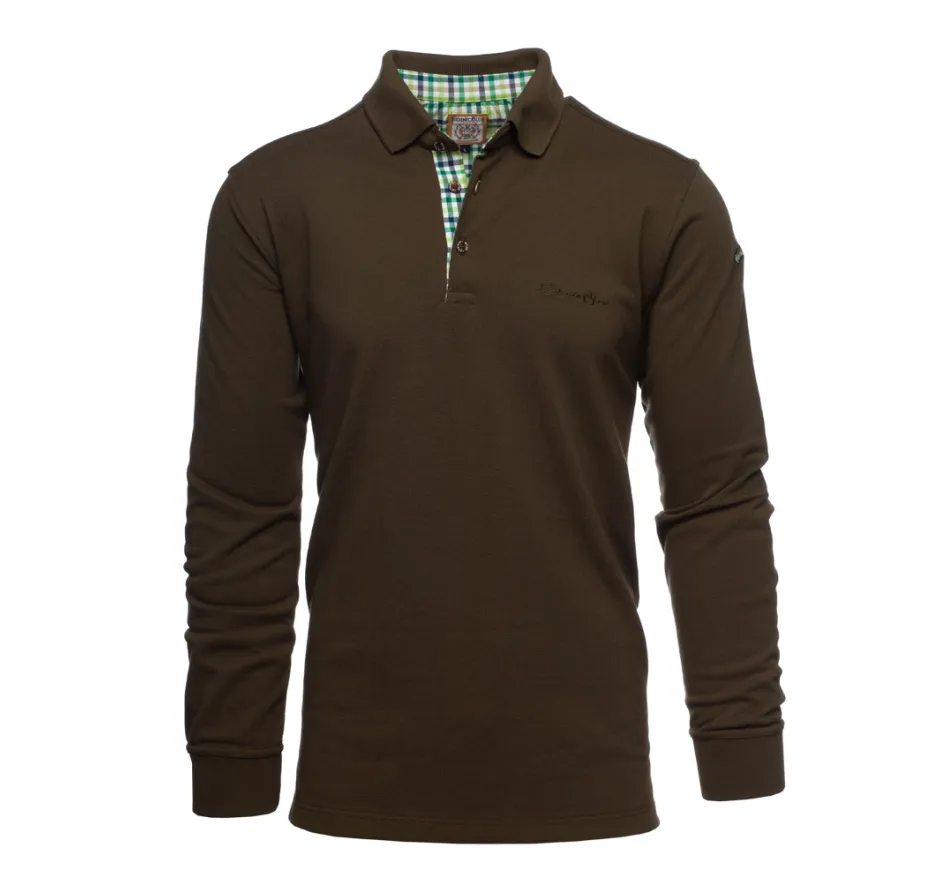 Polo PIQUÉ manches longues VERT OLIVE