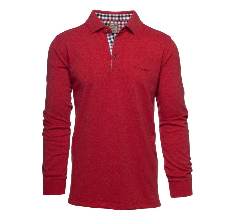 Men's polo, pique, long sleeves, yellow
