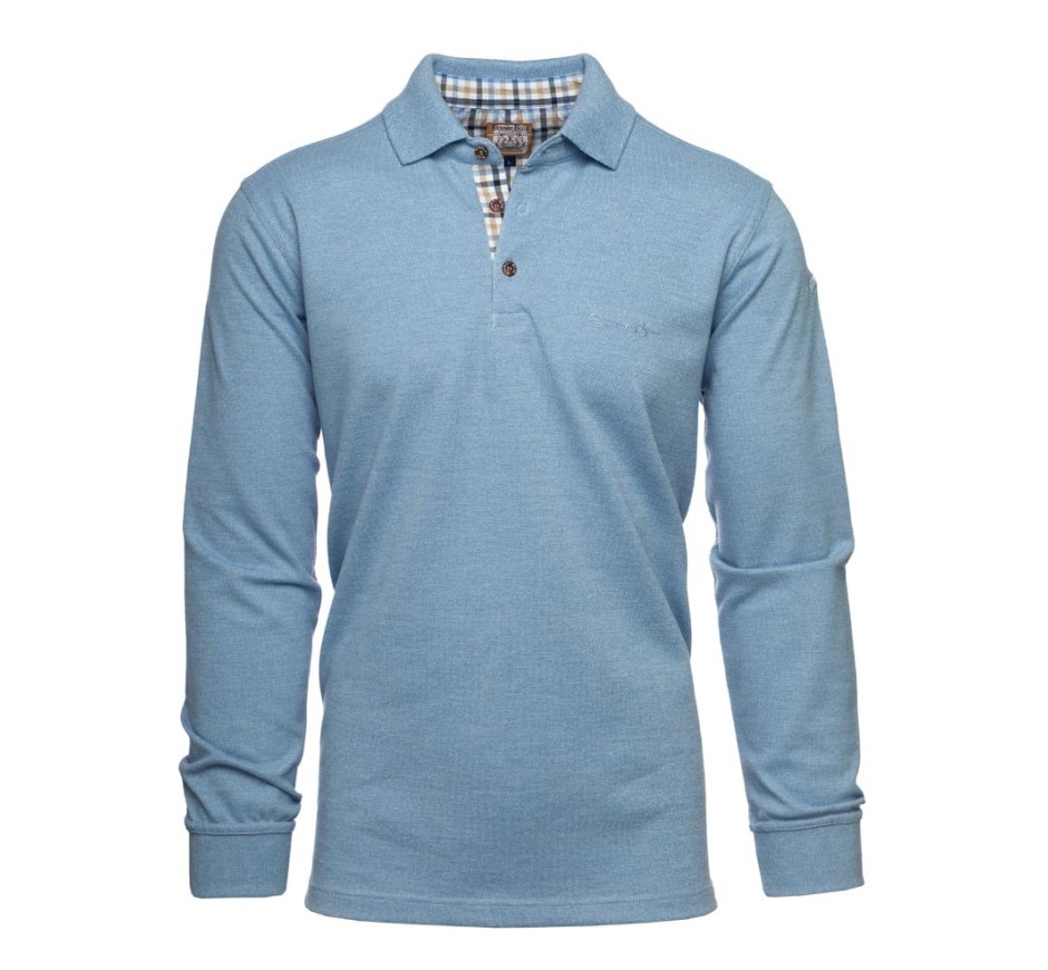Men's polo, pique, long sleeves, yellow