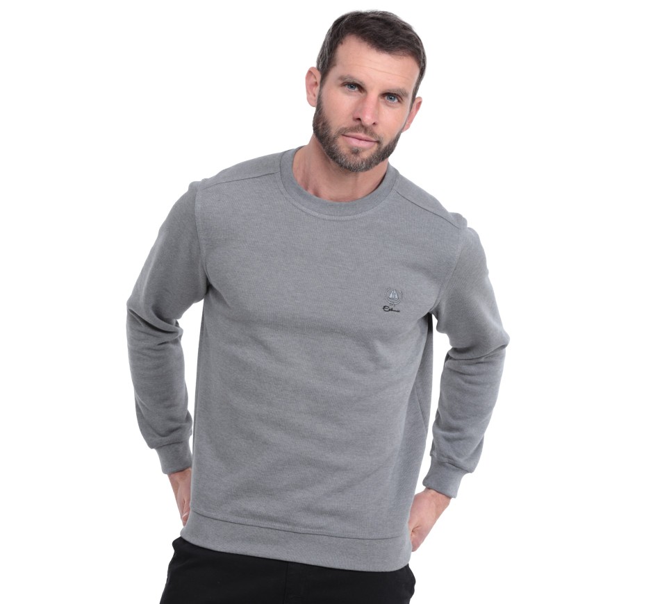Sweat-shirt col rond homme GRIS MOYEN