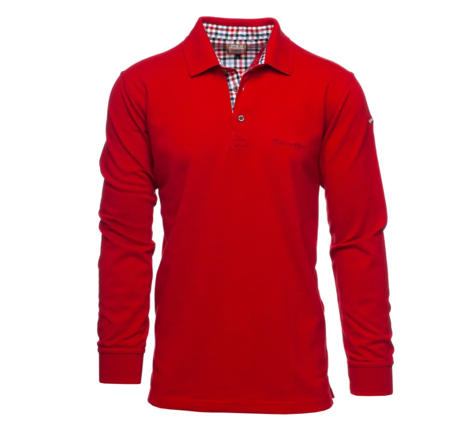 Polo PIQUE manches longues ROUGE