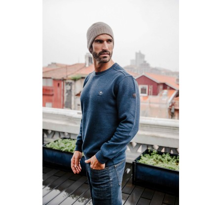 Men's sweat-shirt, round neck, medium gray, long sleeves