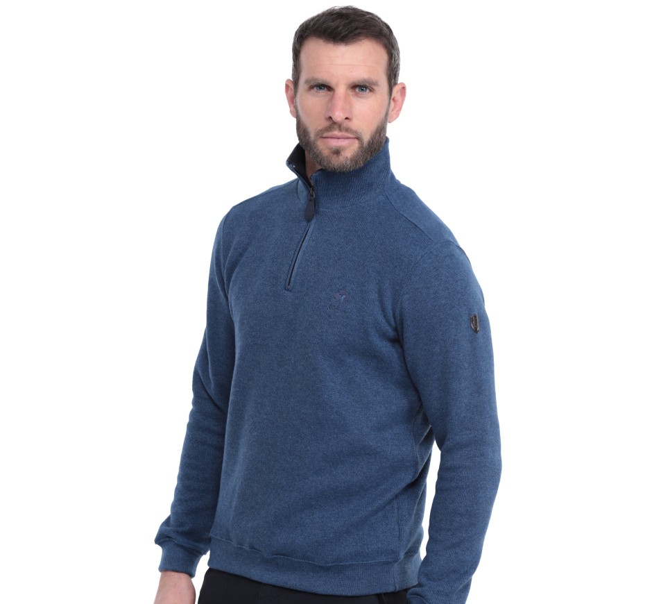 Men’s Zip Neck Signature Sweatshirt | Comfort & Style – Ethnic Blue