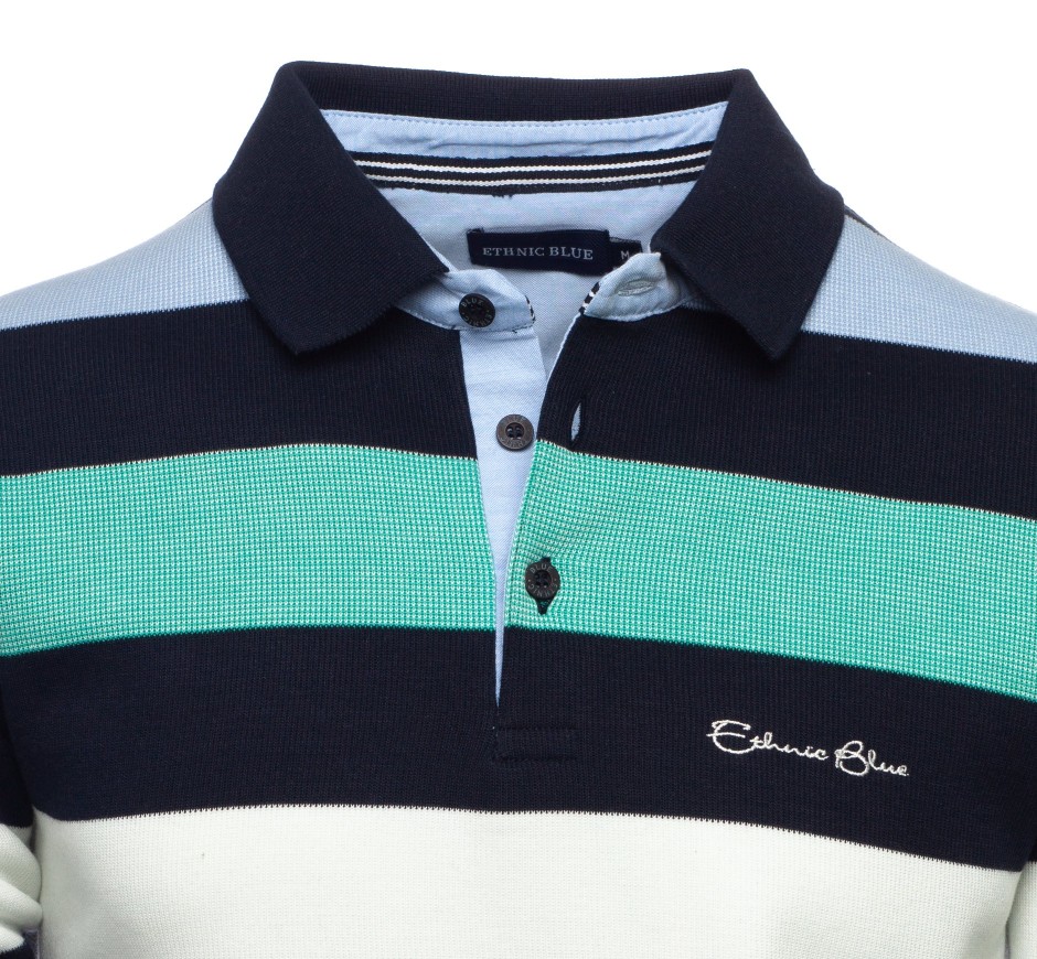 Striped Soft-Feel Polo – Perfect for Mid-Season | Ethnic Blue