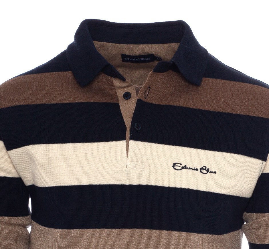 Polo Rayé Homme Molletonné - Confort & Qualité | Ethnic Blue