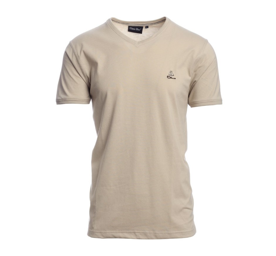 Men’s V-neck T-shirt – Comfort cotton polyester | Ethnic Blue