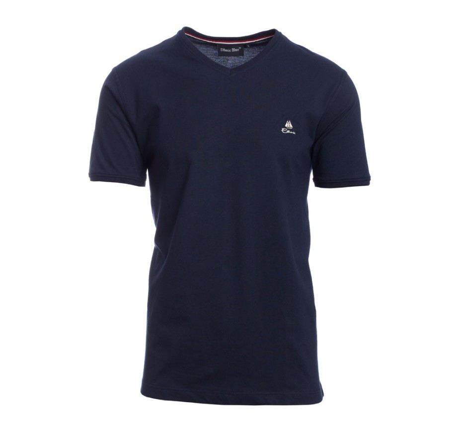 T-shirt col V homme – Confort coton polyester | Ethnic Blue