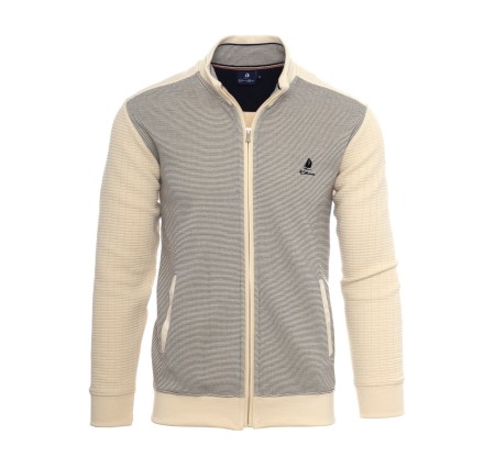 Veste Bi-Matière Homme Rayée & Maille Fantaisie | Ethnic Blue