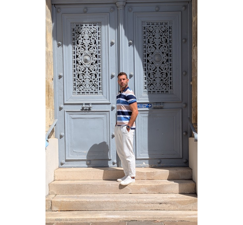 Polo Homme Rayures - Maille Piquée | Ethnic Blue