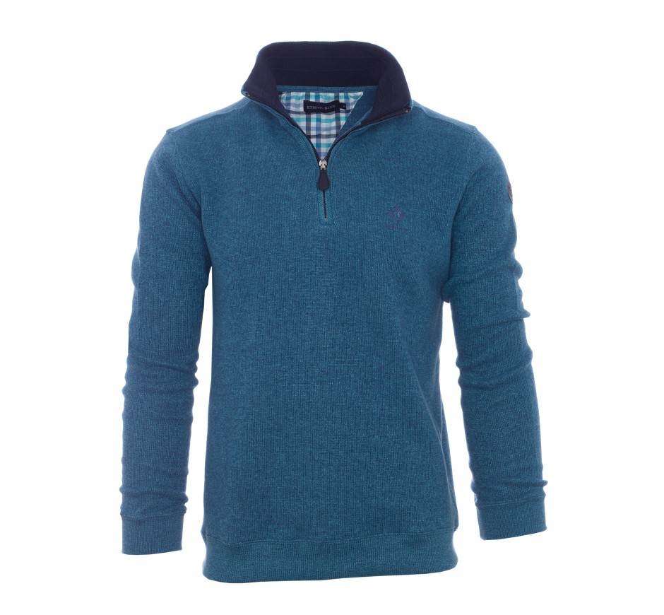 Men’s Zip Neck Signature Sweatshirt | Comfort & Style – Ethnic Blue