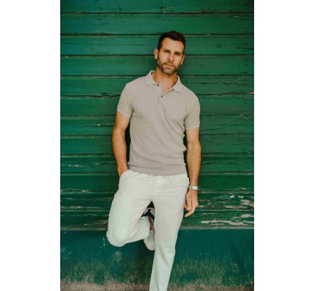 Men's Textured Polo - Breathable & Stylish | Ethnic Blue