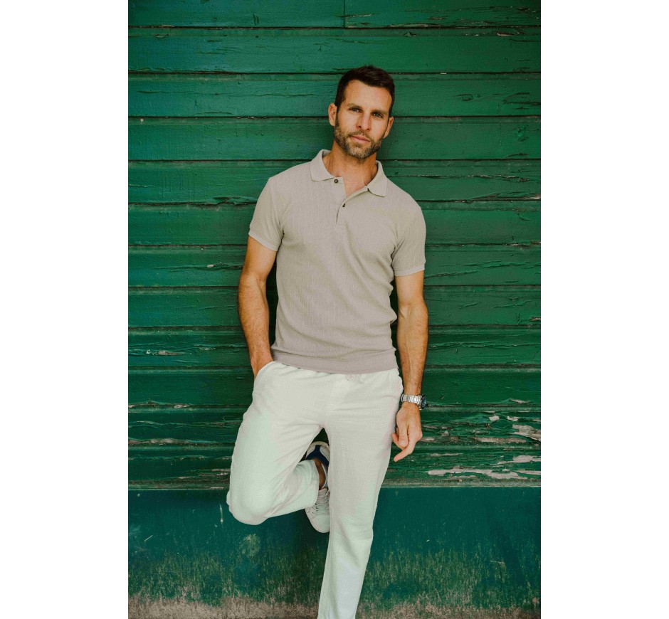 Men's Textured Polo - Breathable & Stylish | Ethnic Blue