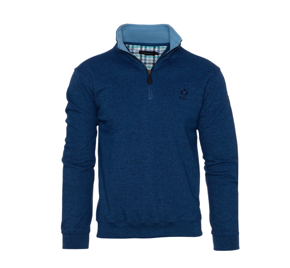 Sweat col zip maille piquée homme – confort & élégance | Ethnic Blue
