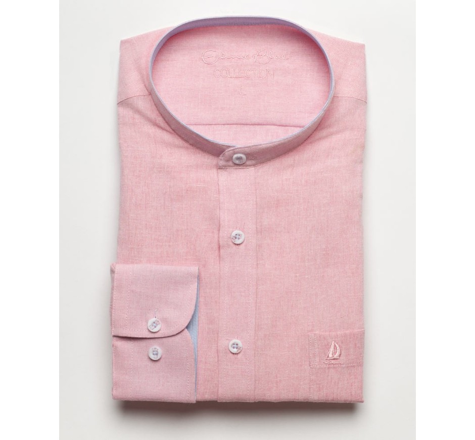 Chemise Blanche Col Mao en Lin et Coton - Respirabilité et Entretien Facile