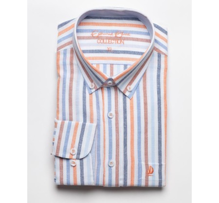 Chemise homme rayée lin coton | Légère et respirante