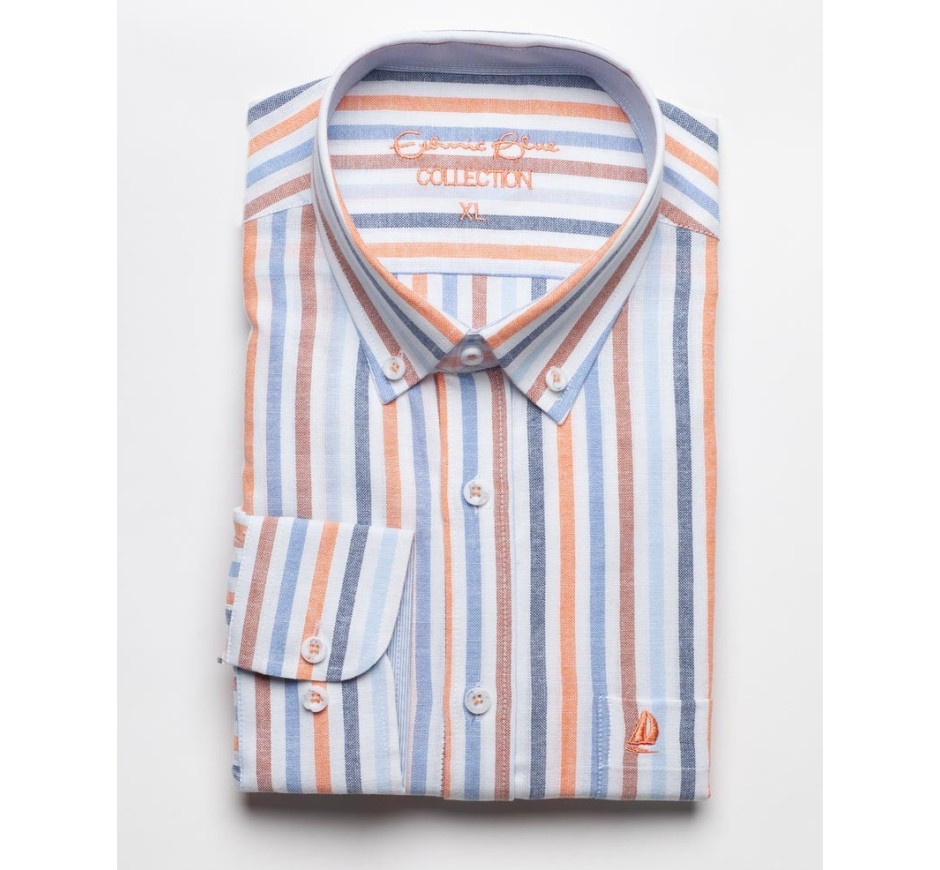 Chemise homme rayée lin coton | Légère et respirante