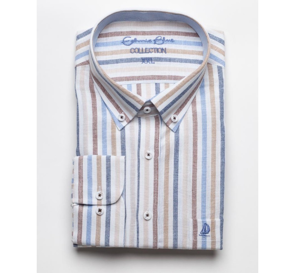 Chemise homme rayée lin coton | Légère et respirante