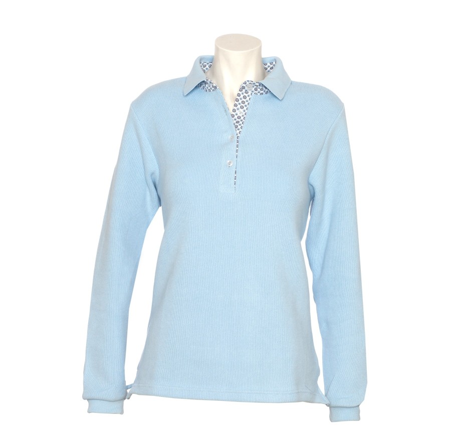 Polo Signature Femme Manches Longues Toucher Doux | Ethnic Blue