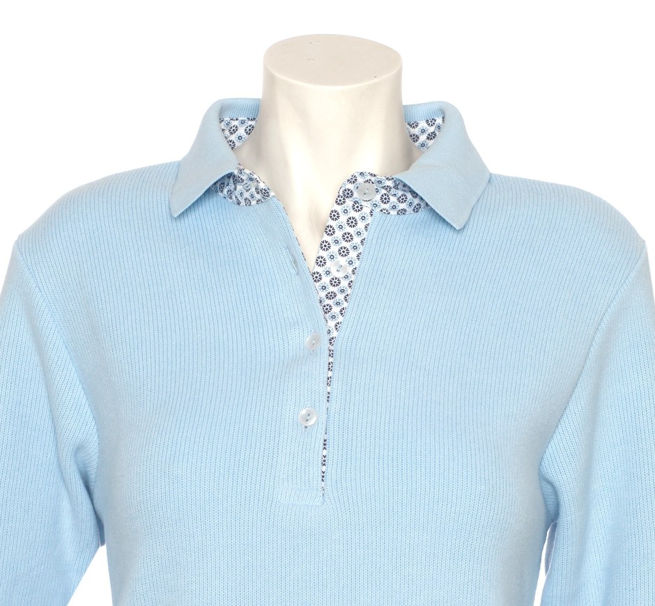Polo Signature Femme Manches Longues Toucher Doux | Ethnic Blue