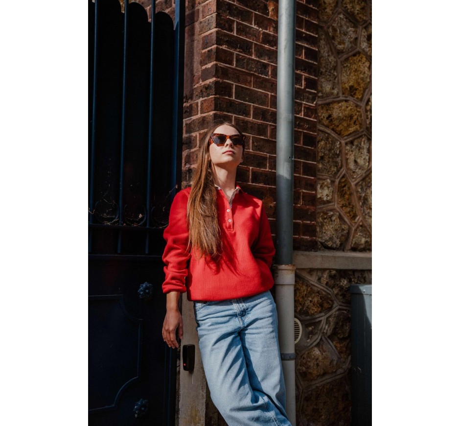 Polo Signature Femme Manches Longues Toucher Doux | Ethnic Blue