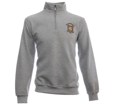Sweat col zip uni GRIS broderie