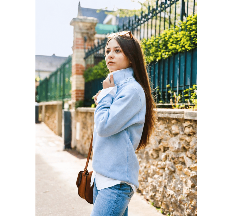 Polo Signature Femme Manches Longues Toucher Doux | Ethnic Blue