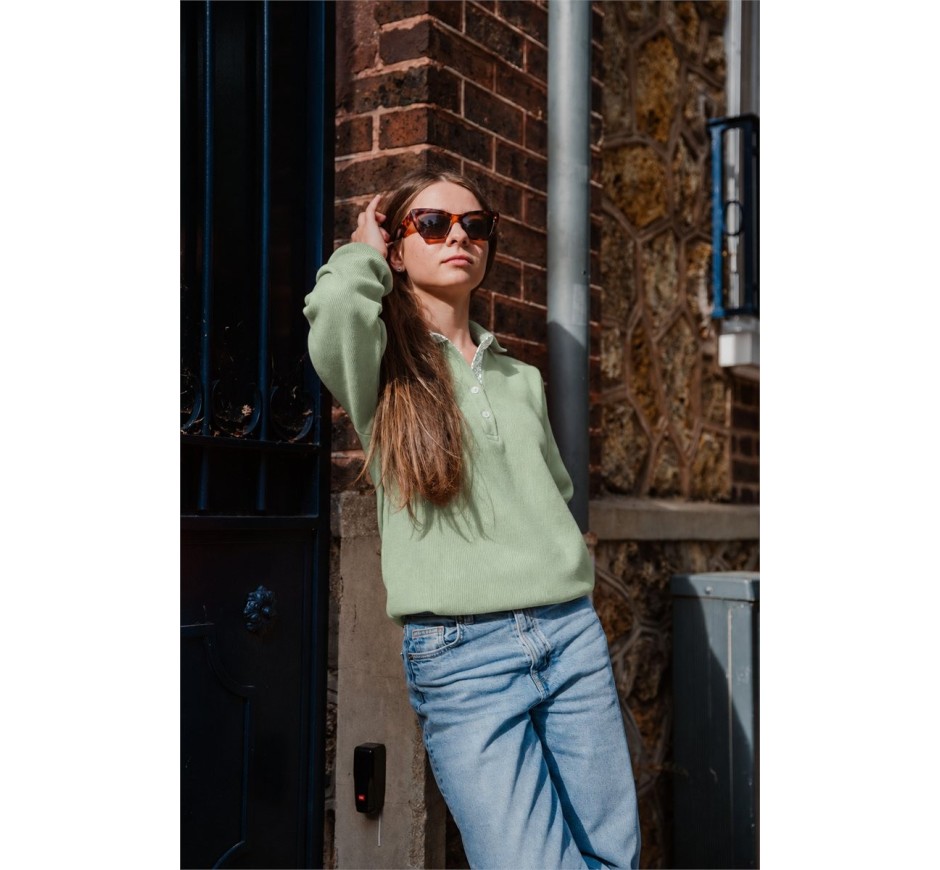 Polo Signature Femme Manches Longues Toucher Doux | Ethnic Blue