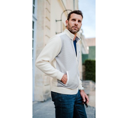 Veste bi-matière texturée