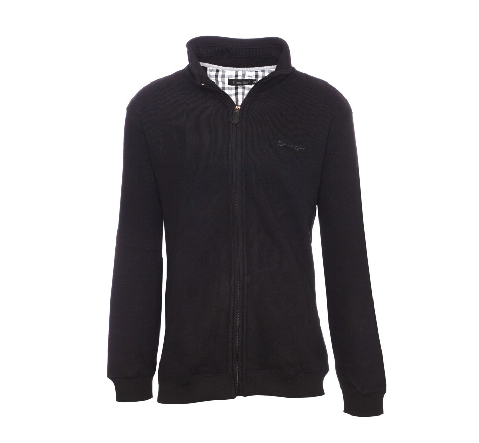 Men's cardigan jacket knit large size 3XL 4XL 2 pockets black